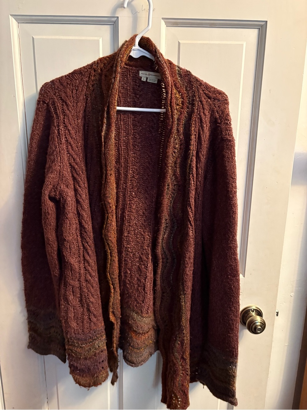 Cozy Open-Front Brown Cable Knit Women's Sweater Cardigan Royal Robbin’s